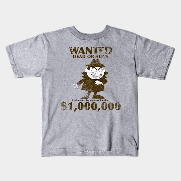 Boris Badenov Wanted - Rocky and Bullwinkle Kids T-Shirt by LuisP96